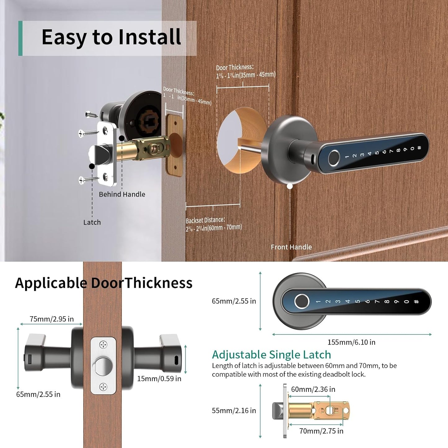 Smart Fingerprint Door Lock with Keypad - Keyless Entry Lock for Home & Office