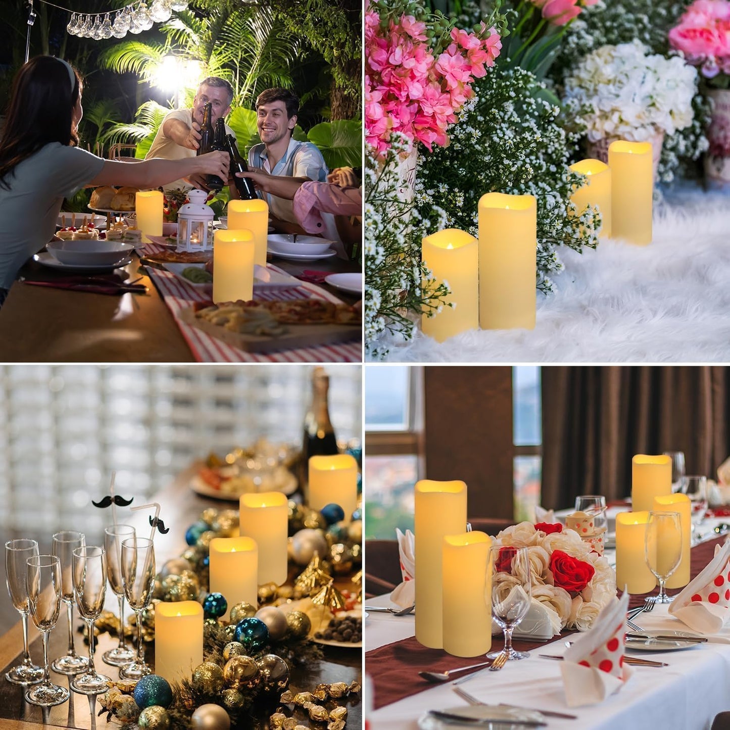 24-Pack Waterproof Flameless LED Candles with Remote & Timer – 4", 5", 6" Sizes for Halloween & Weddings