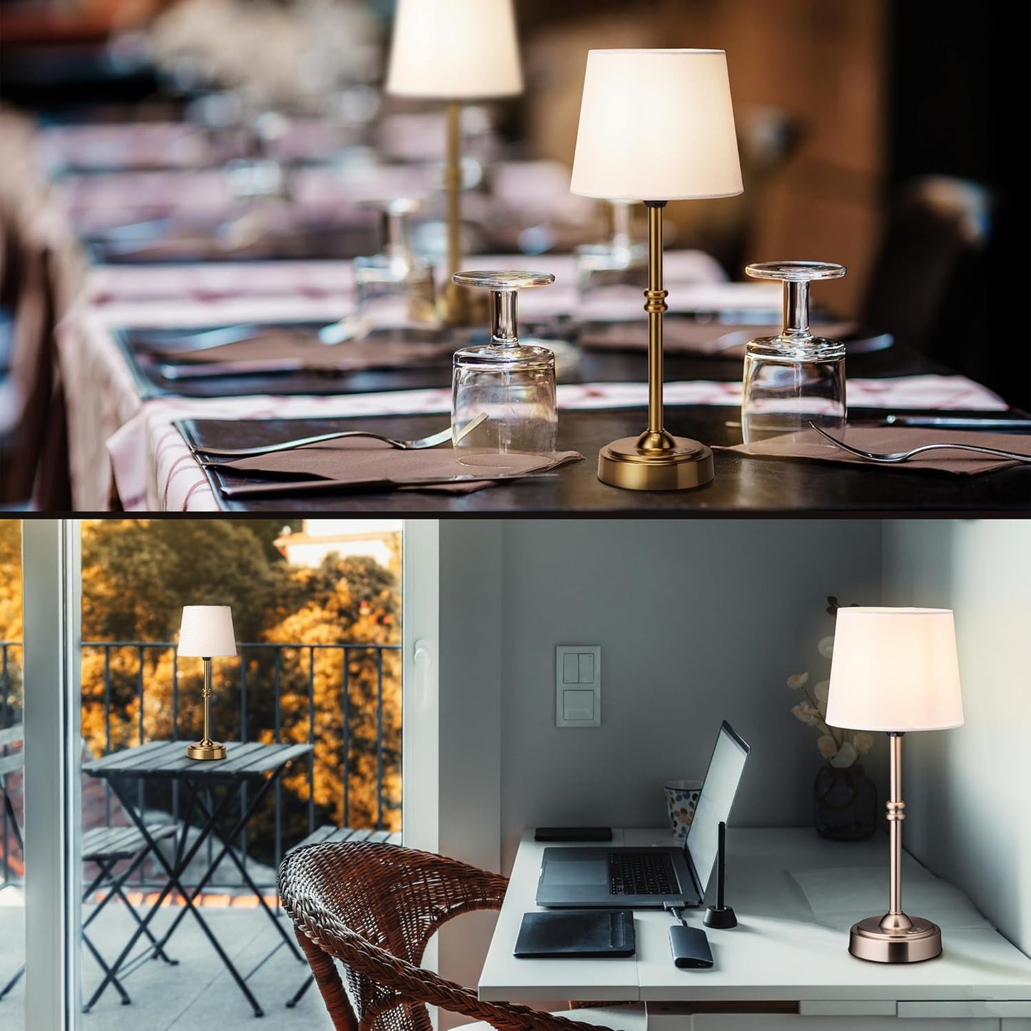 Cordless LED Table Lamp with Dimmer - O’Bright Seraph, Rechargeable Battery, 3-Level Brightness, Perfect for Patio & Bedside