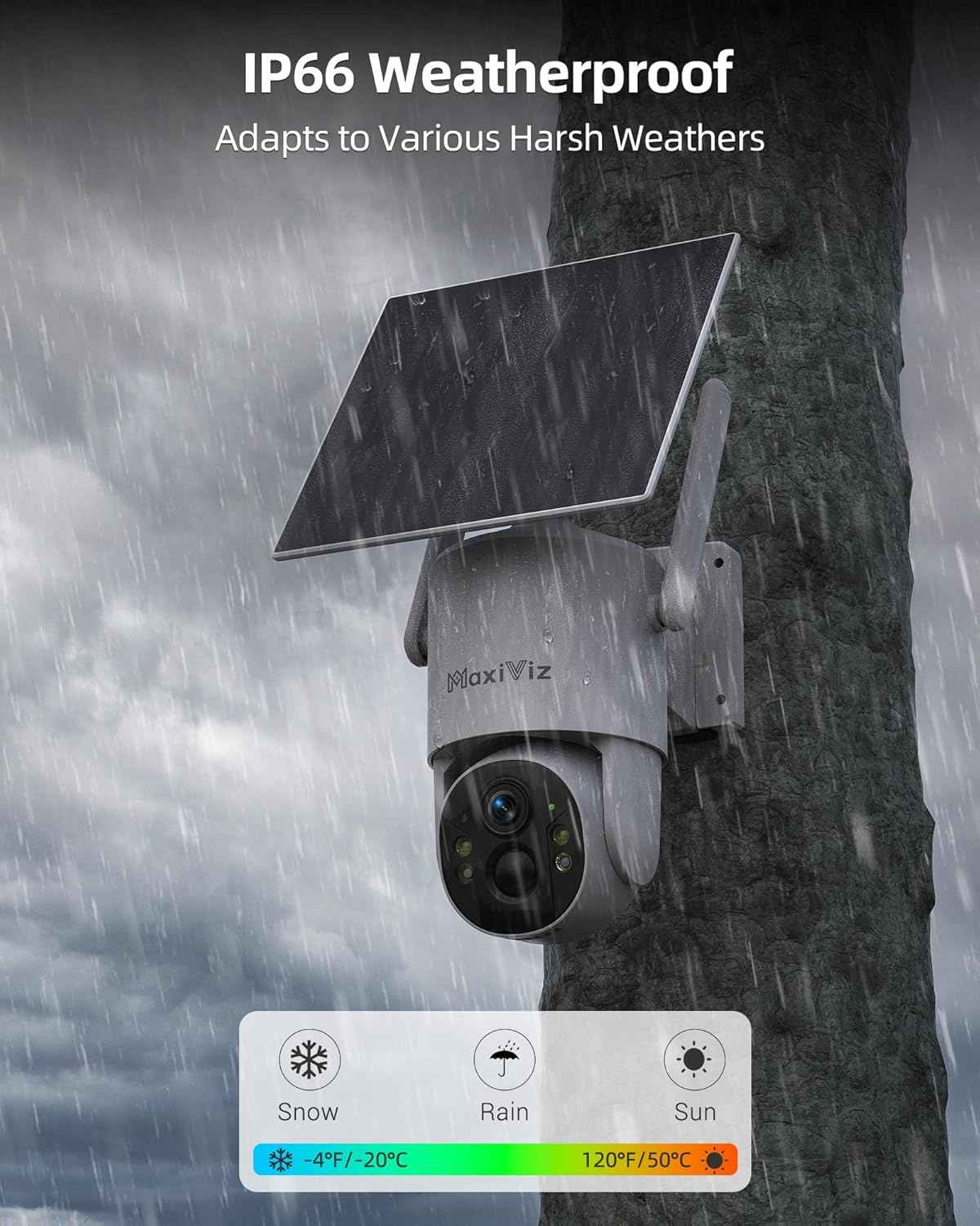 Wireless Solar Security Camera - 360° Outdoor Surveillance with AI Motion Detection, 2K Night Vision & Two-Way Talk
