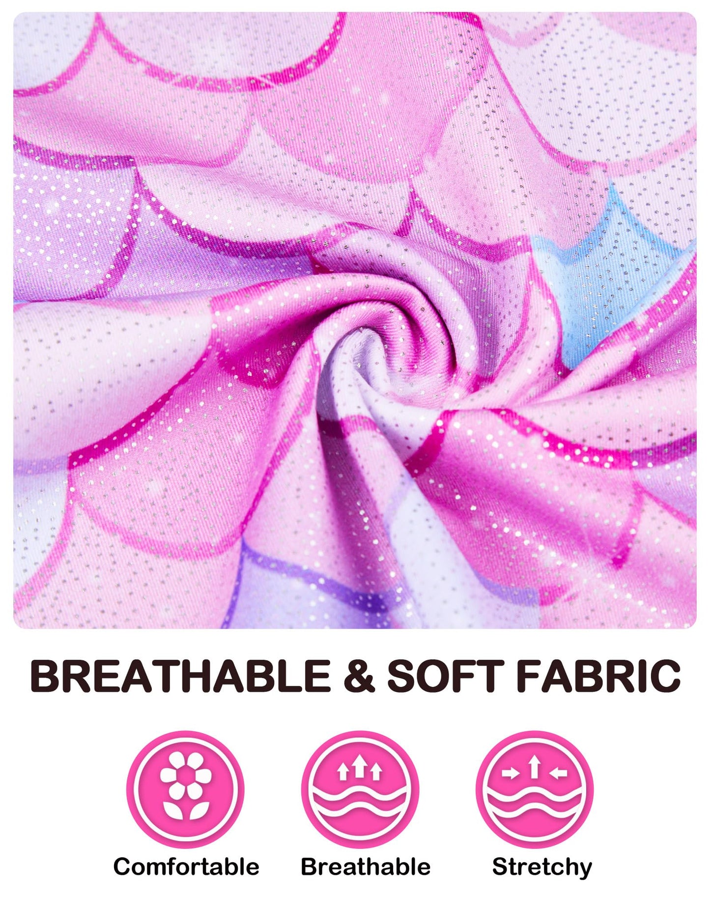 Domusgo Gymnastics Leotards for Girls 5-6 Years Old Pink Mermaid Sparkly One Piece Tumbling Outfits