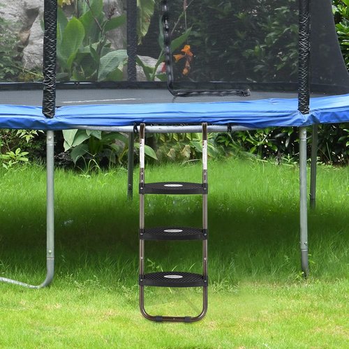 HBTower Trampoline Ladder - 3-Step Skid-Proof Design with Universal Hook | UV Treated Steel, 220Lbs Capacity