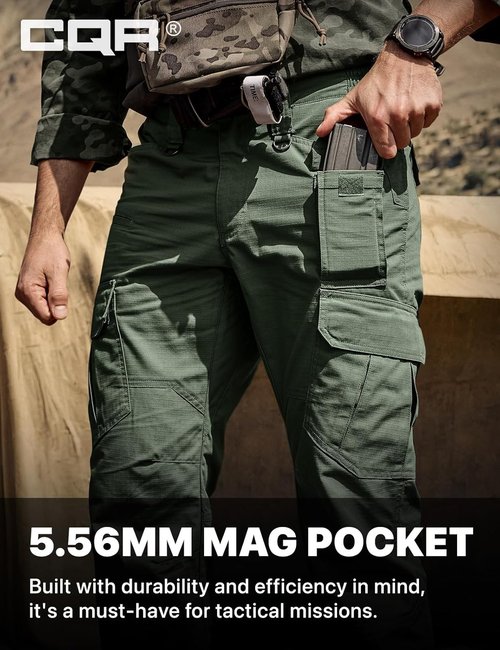 CQR Men's Tactical Pants - Lightweight Water Resistant Ripstop Cargo for Outdoor Work & Hiking