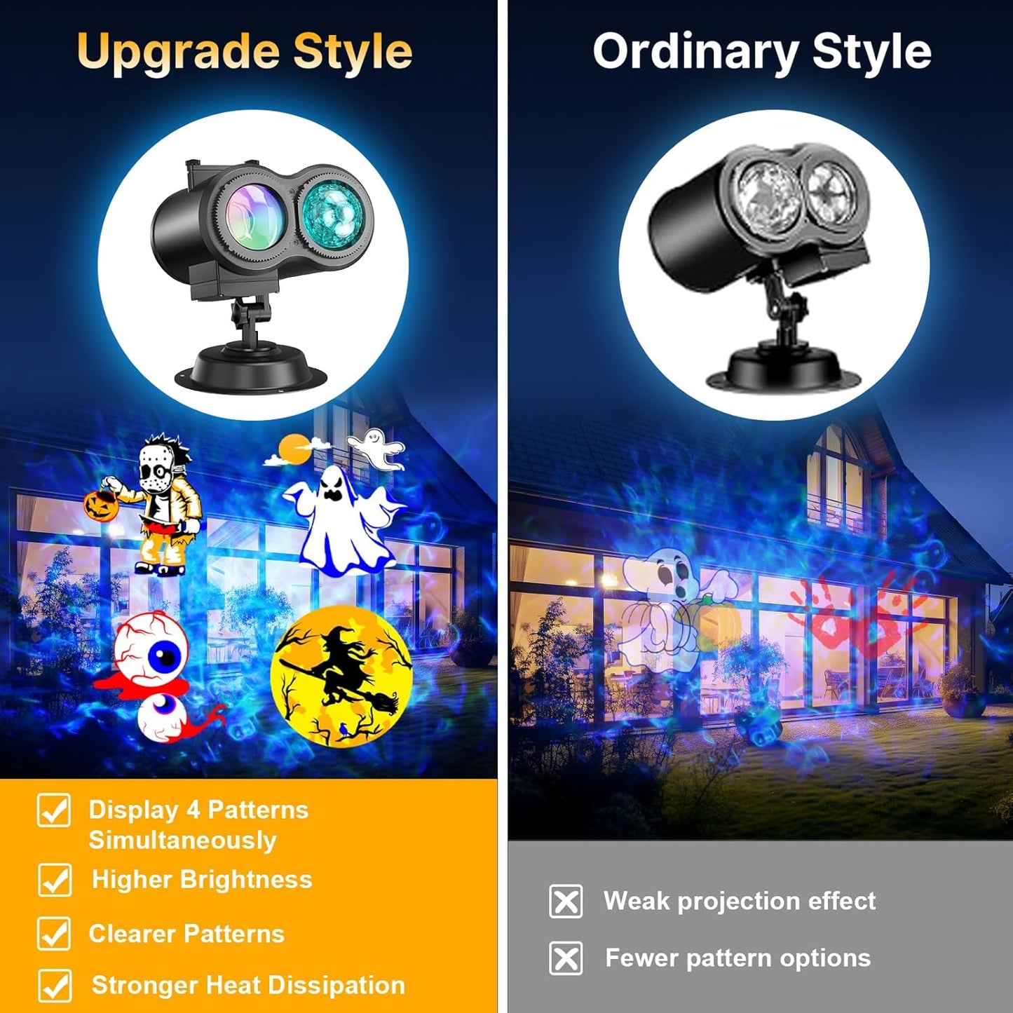 Outdoor Halloween Projector Lights - 29 Effects 2-in-1 Christmas Decorations with Remote