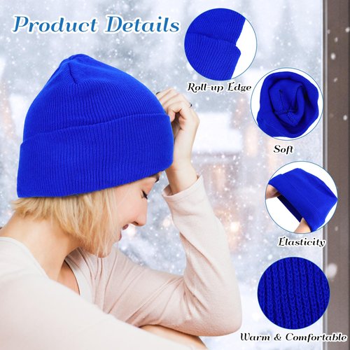 Kenning 56 Pcs Winter Beanies and Gloves Combo Kit Include 28 Pair Winter Gloves 28 Pcs Knitted Beanies Unisex Hats for Adult (Dark Colors)