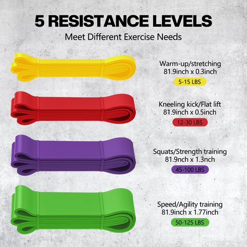 Soulchen Resistance Bands Pull up Assistance Band Set 530 Lbs 4 Pcs Exercise Bands with Assist Belt Nylon Strap and Door Anchor for Working Out Body Stretching Training Home Fitness Muscle Training