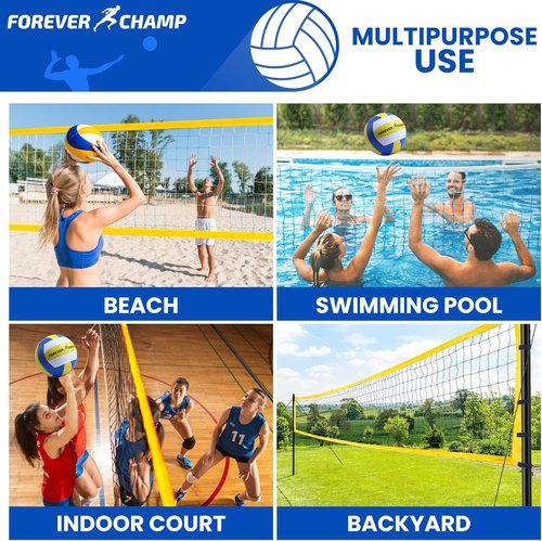 Forever Champ Volleyball Net - Portable 32x3 Ft Regulation Size with PU Volleyball & Carrying Bag