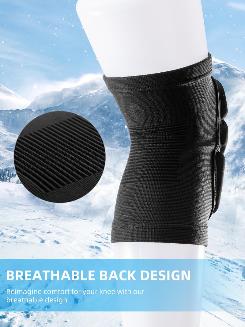 QUNATURE Ski Knee Pads Adults Thick EVA Cushion 360 Wrap Breathable Elastic Knit Knee Support for Skiing Snowboarding Skating Volleyball Basketball Cycling Unisex XL