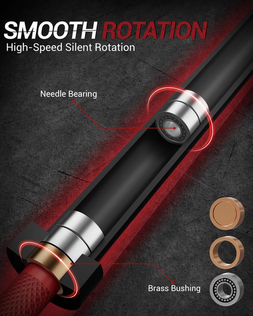 7 ft Barbell Bar, 44 lbs Weight Lifting Bar with 1500 Load Weight Capacity, Fits 2" Plates for Home Gym Powerlifting, Squat, Deadlift, Bench Press & Overhead Press, Red Black