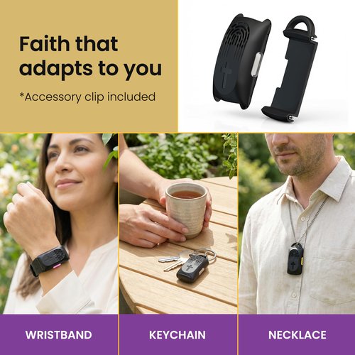 LIAISE Audio Bible Watch with 300+ NIV Verses, WWJD Wearable Scripture Speaker Bracelet, Rechargeable Christian Bible Wristband, Faith Based Gift for Men & Women, White
