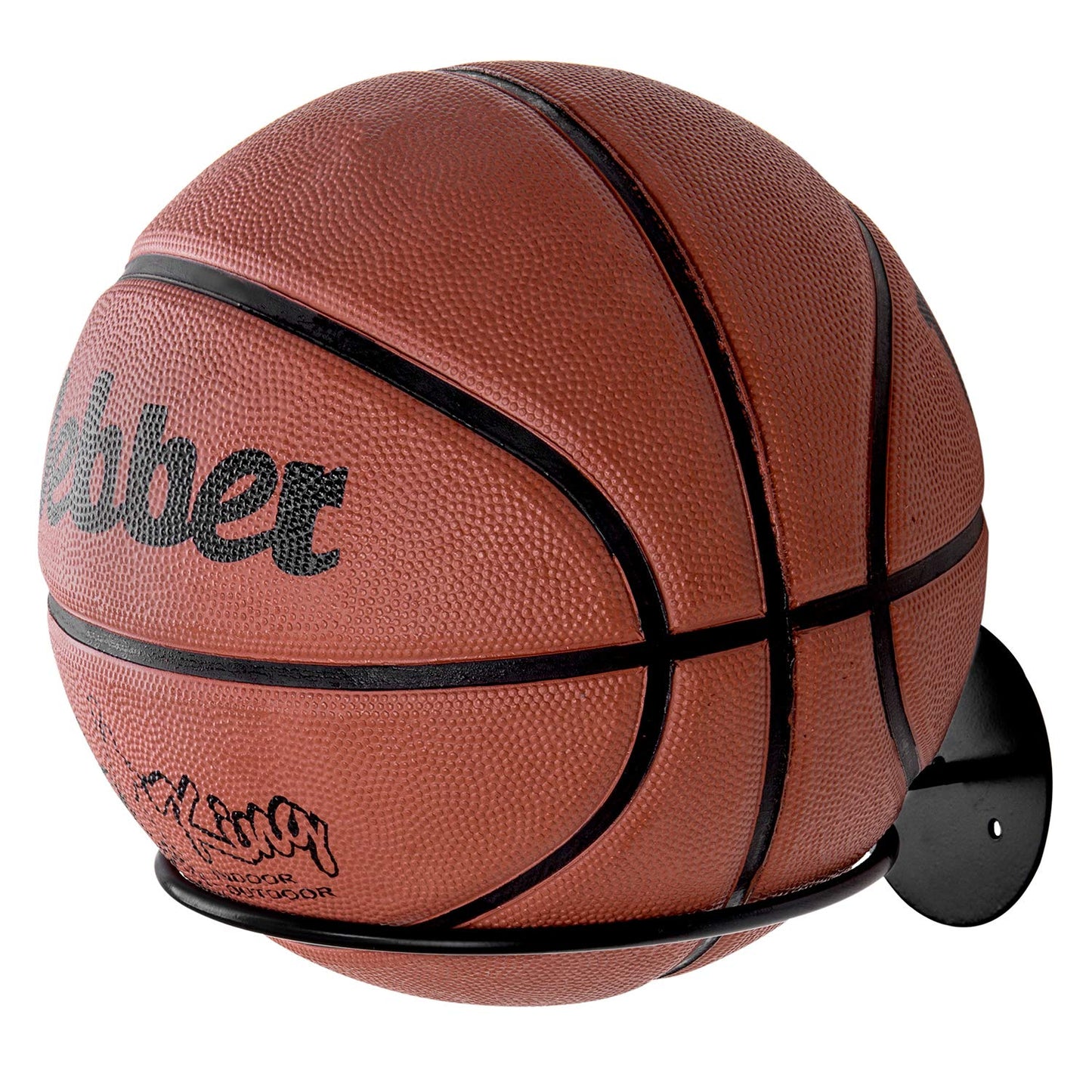 MyGift Set of 4 Matte Black Metal Wall-Mounted Sports Ball Display Holder, Basketball, Soccer, Football, Volleyball, Durable Wall Storage Rack Wire Shelf
