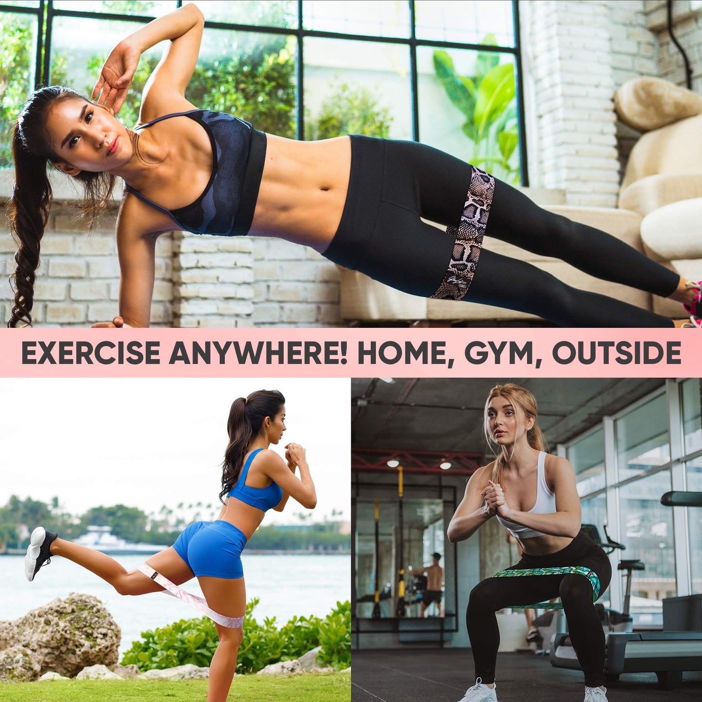 Fabric Resistance Bands Set of 3 - Premium Quality Resistance Booty Bands with Mesh Carry Bag - 3 Strength Levels - Non-Slip Anti-Rolling Design - Build Muscle, Burn Calories, Sculpt and Tone