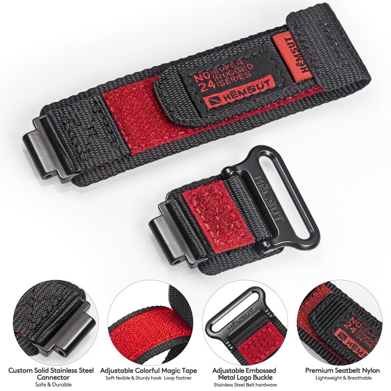 Military-Grade Nylon Strap for Garmin Forerunner 735XT/235/220/230/620/630/235 Lite, Approach S20/S5/S6, Hoop and Loop Adjustable Design (Tools set Included)
