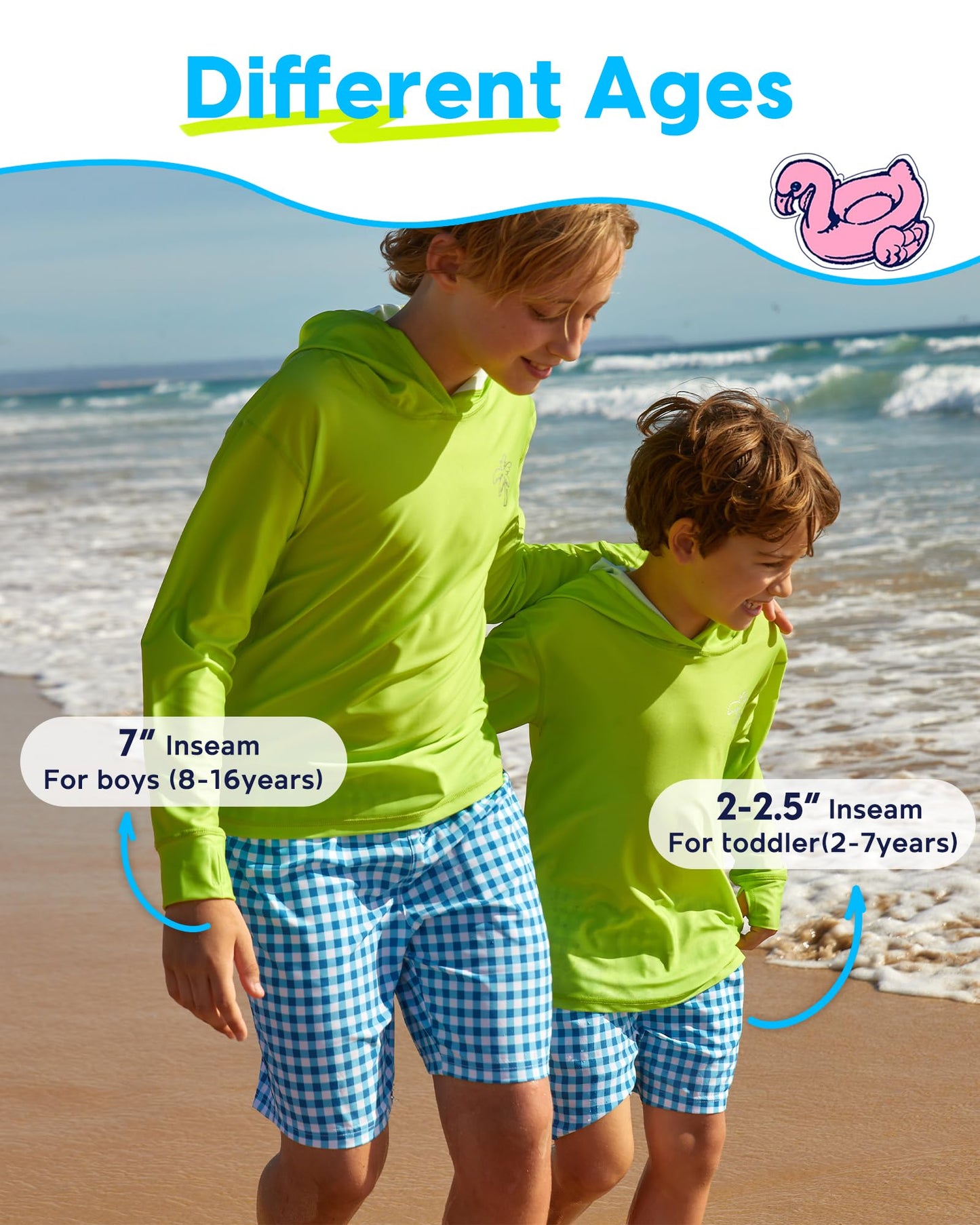 maamgic Boys Swim Trunks with Compression Liner 4-Way Stretch Quick Dry Bathing Suit Toddler Beach Shorts Retro Green 5-6 Years