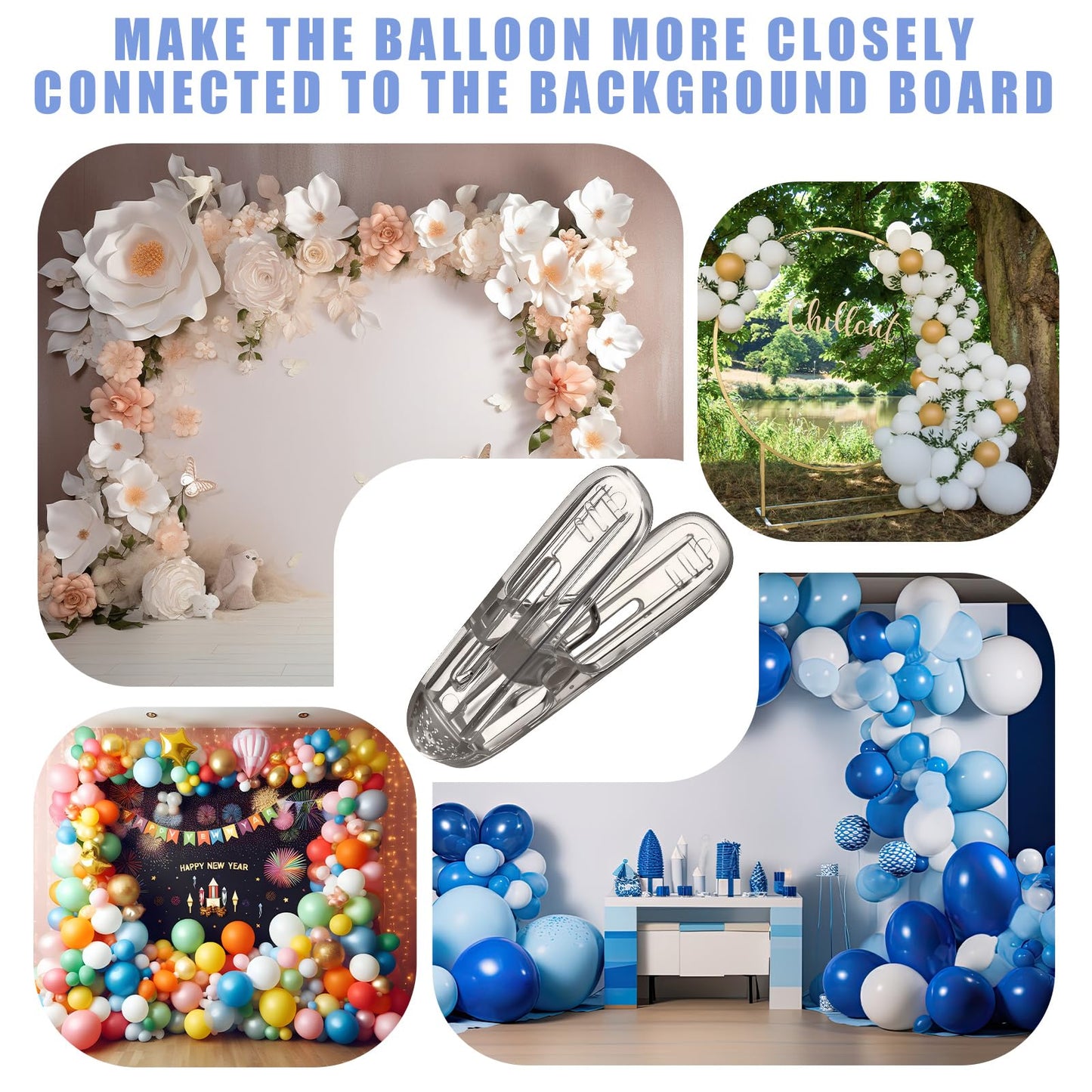 LemonRoad 20 Pack Balloon Arch Clips Plastic Spring Clamps 2.4 Inch Heavy Duty Clip for Balloon Arch Kit Birthday Decoration Crafts Backdrop Woodworking Photography Studios (Translucent Black)