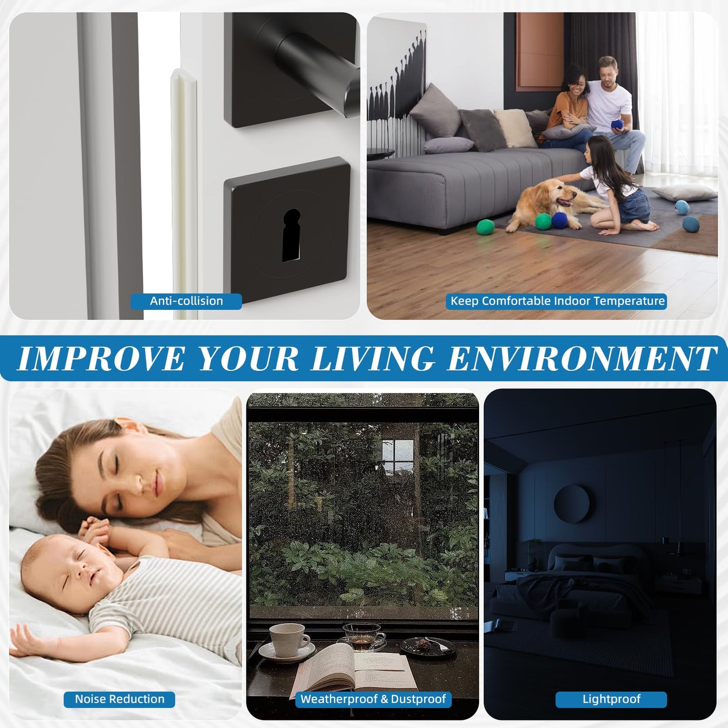 V-Shaped Weather Stripping Door Seal, 19.7FT Draft Stopper for Doors/Windows, Gaps, Dustproof, Soundproof & Thermal Insulating, Noise-Reducing, Light-Blocking Door Gap Filler