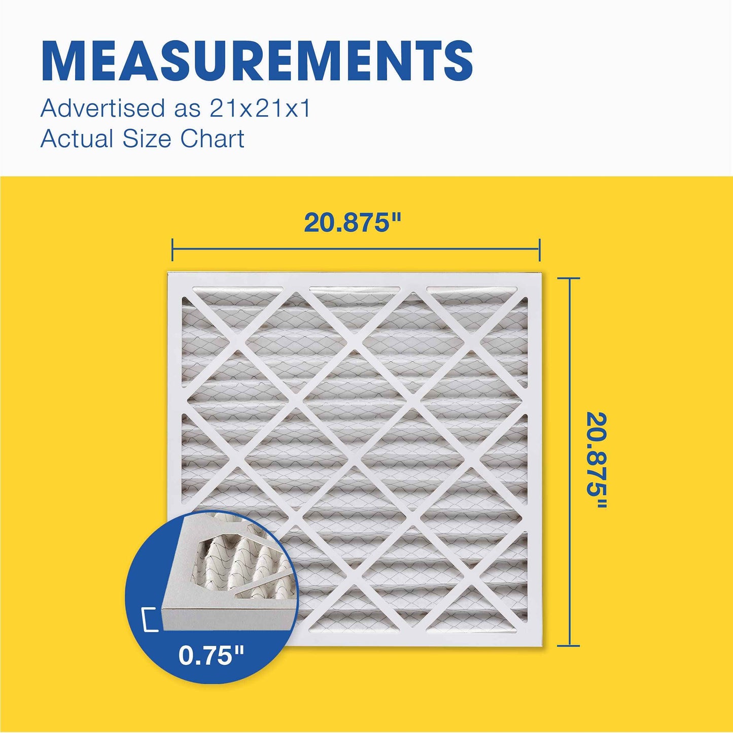 Aerostar 21x21x1 MERV 11 - 6 Count - Pleated HVAC, Furnace & Air Conditioner Filters - Removes Dust, Cold & Flu Germs, Lint, Mold, Pet Dander, Allergy-Causing Pollen, Smog & Smoke