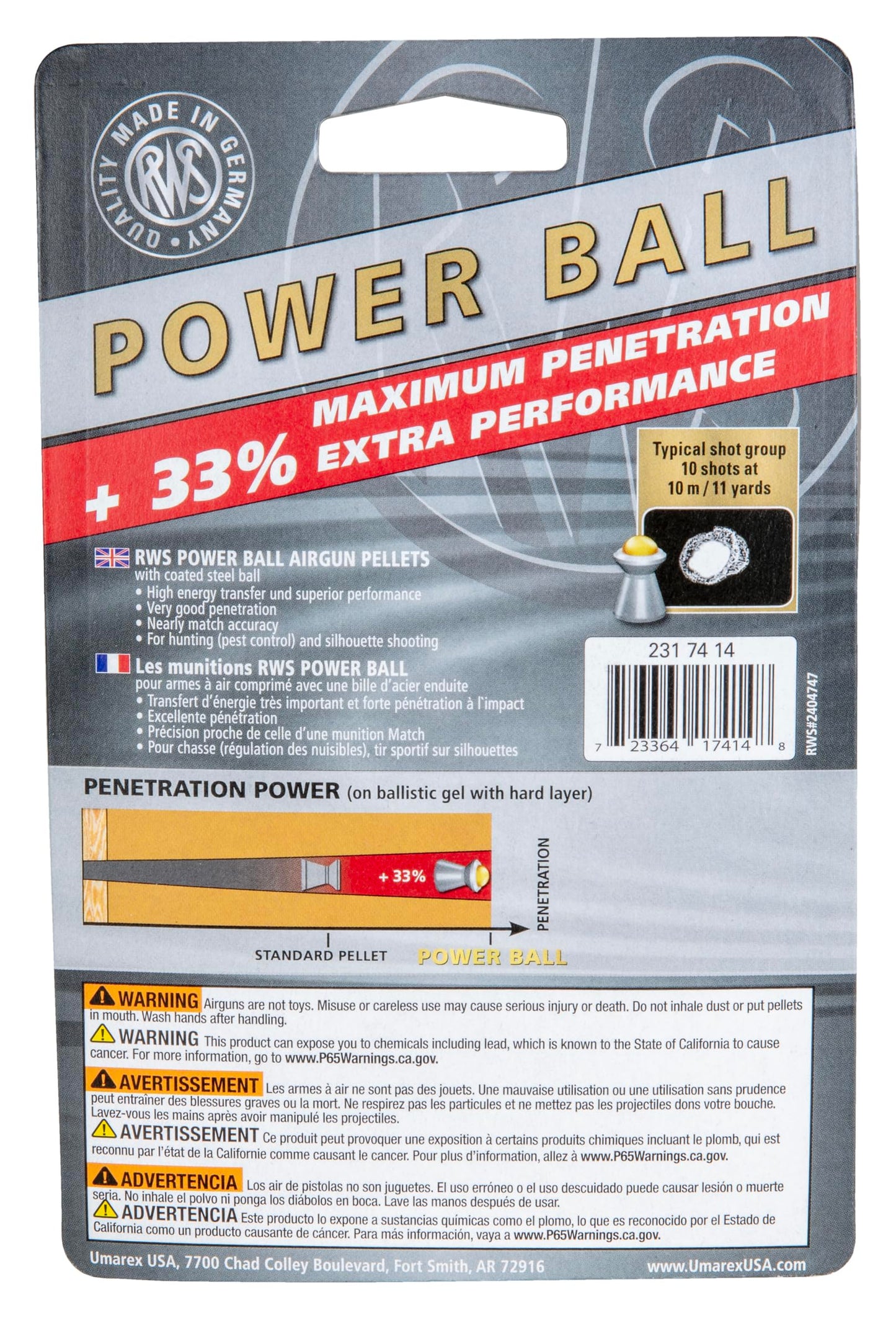 Rheinisch-Westfälische 2317414 RWS Power Ball 2317414 Air Gun Ammo .177