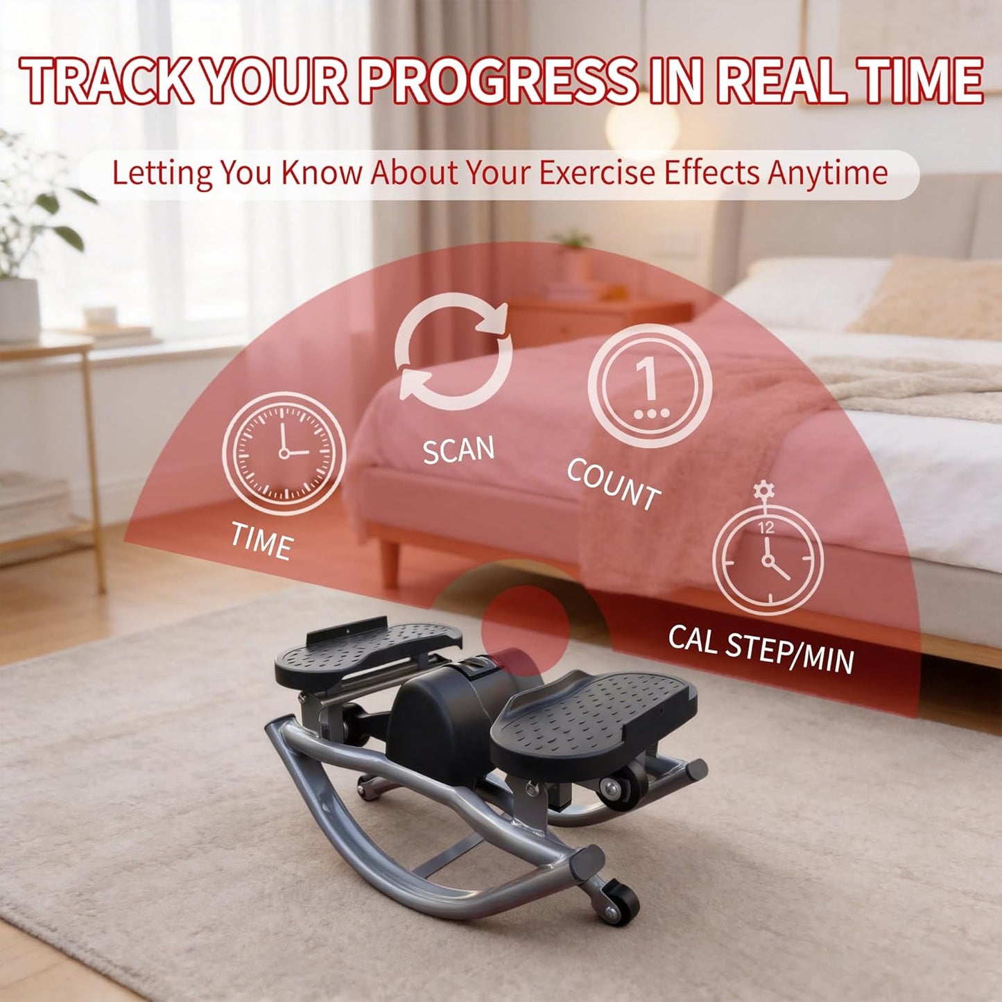 Rock Stepper Lateral Workout Machine - Low Impact & Quiet Exercise Equipment, 330LBS Capacity with Resistance Bands & Non-Slip Mat