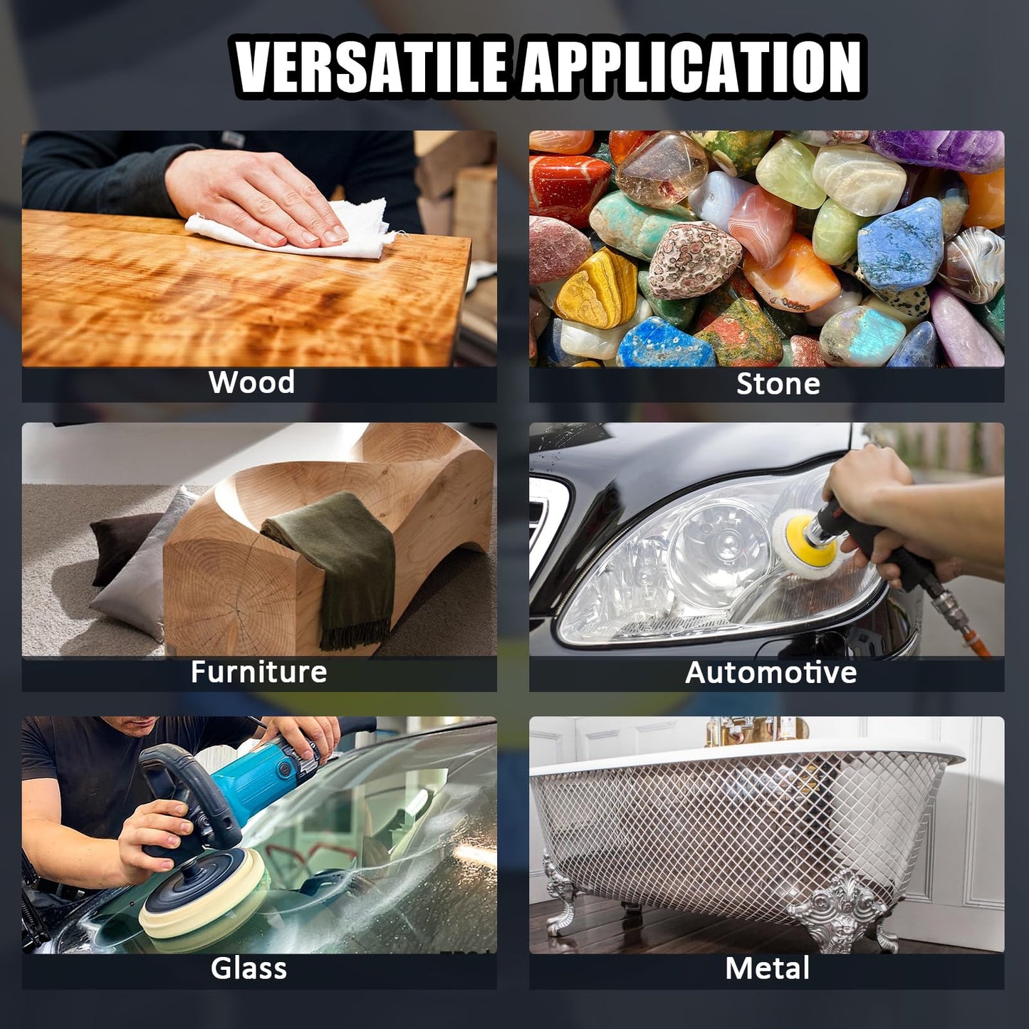 Qjaiune 6 PCS Car Buffing Pads for 9-10 Inch Orbital Polisher, Microfiber Polishing Pad Buffer Polisher Bonnets, 9-10 Inch Polishing Pads Cover Waxing Pads for Car Detailing (Blue)