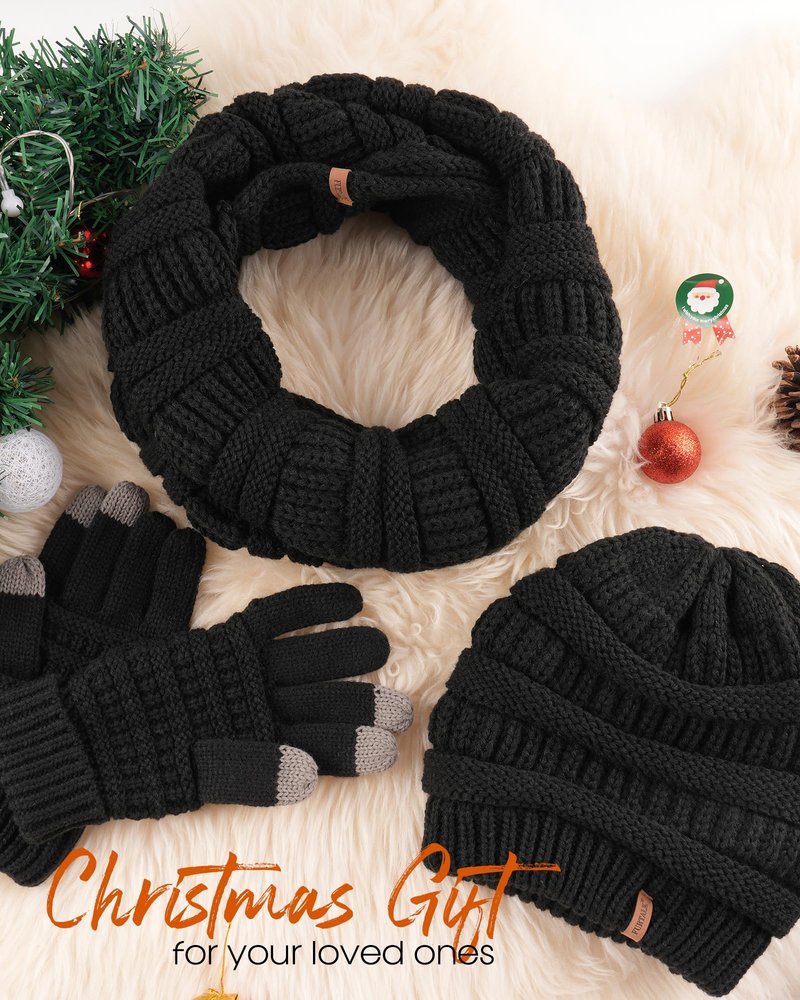 FURTALK Womens Winter Hat Gloves Scarf Set Gift Slouchy Beanie Touchscreen Gloves for Women