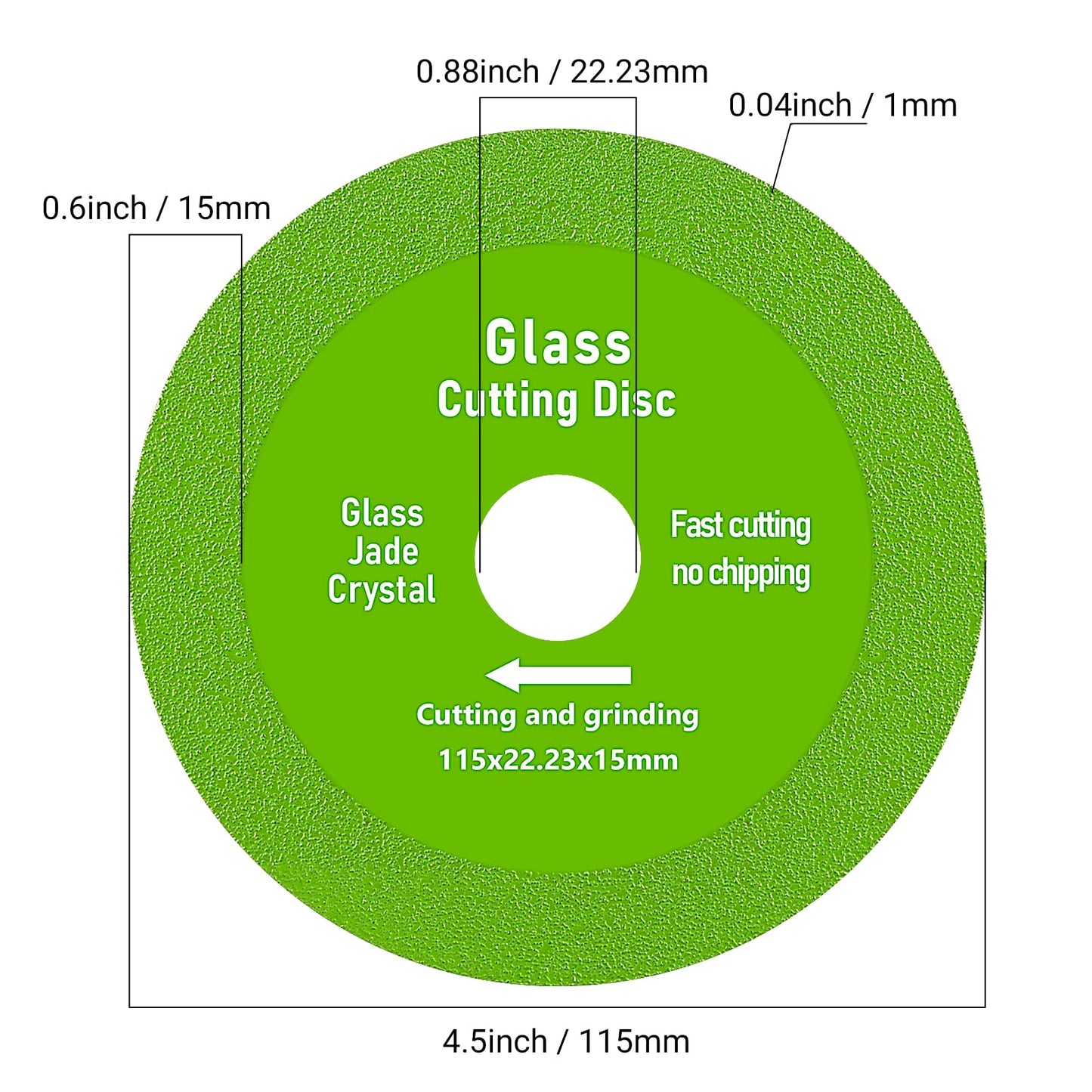 LOZLIN 3PCS 4.5" Diamond Cutting Wheel for Glass, Tile, Marble - Ultra-Thin 115mm Angle Grinder Blades, High-Speed Discs for Ceramics - Dry Multi-Purpose Saw Blades