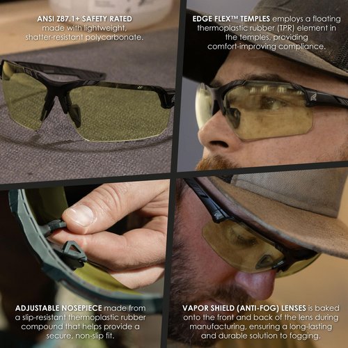 Edge Eyewear Tacana ANSI Z87.1 Safety Glasses for Men with Anti-Fog Lenses