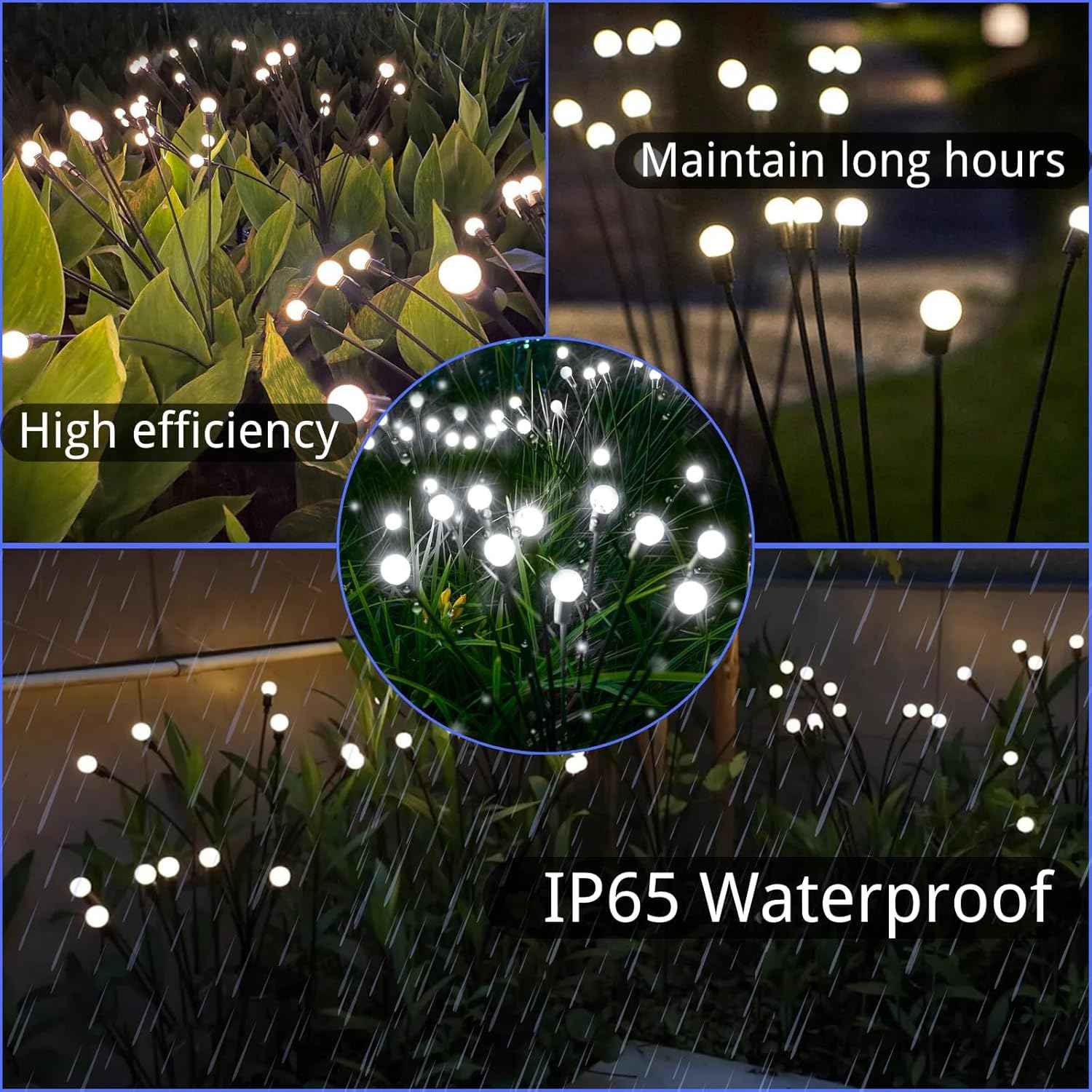 48 LED Solar Halloween Lights - 6 Pack Purple & Orange Waterproof Firefly Lights for Garden & Patio Decor