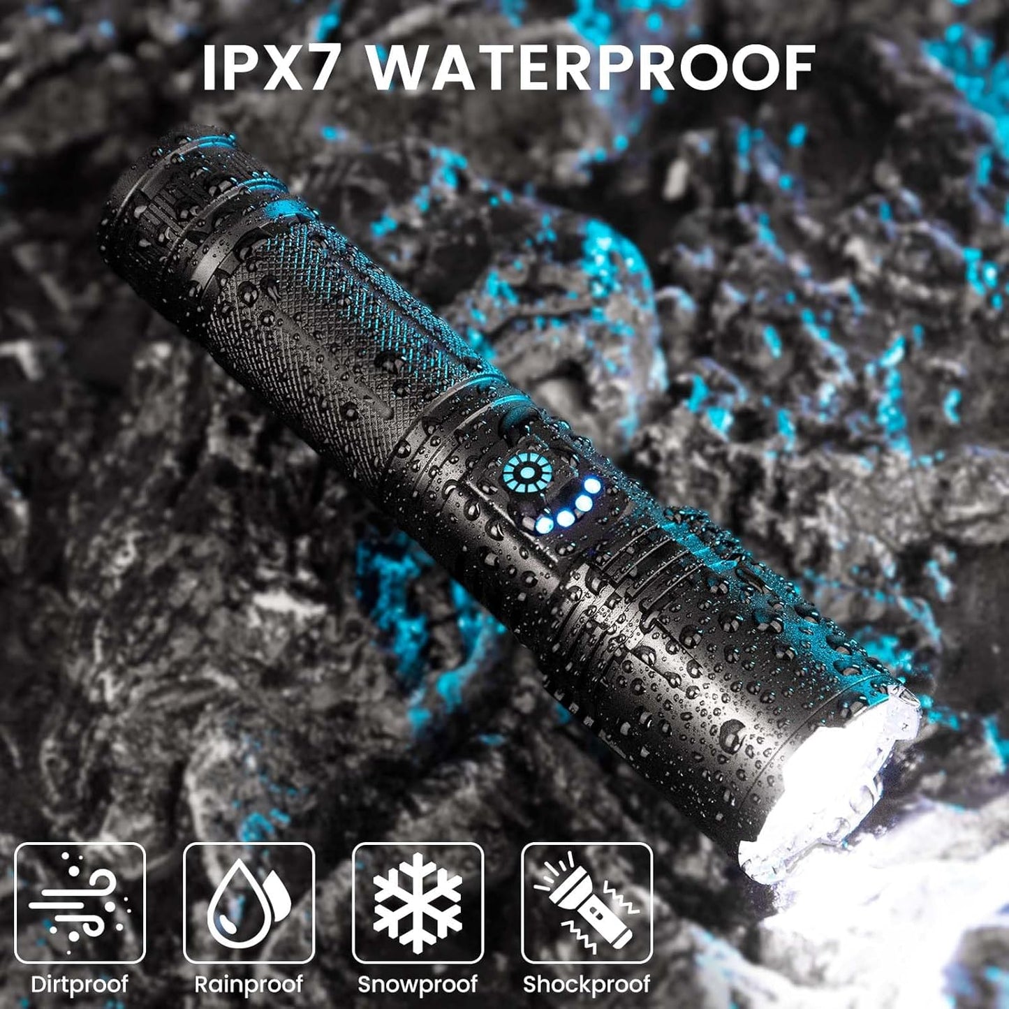 Rechargeable LED Flashlights 99,000 Lumens - 3 Pack Waterproof Handheld with 5 Modes