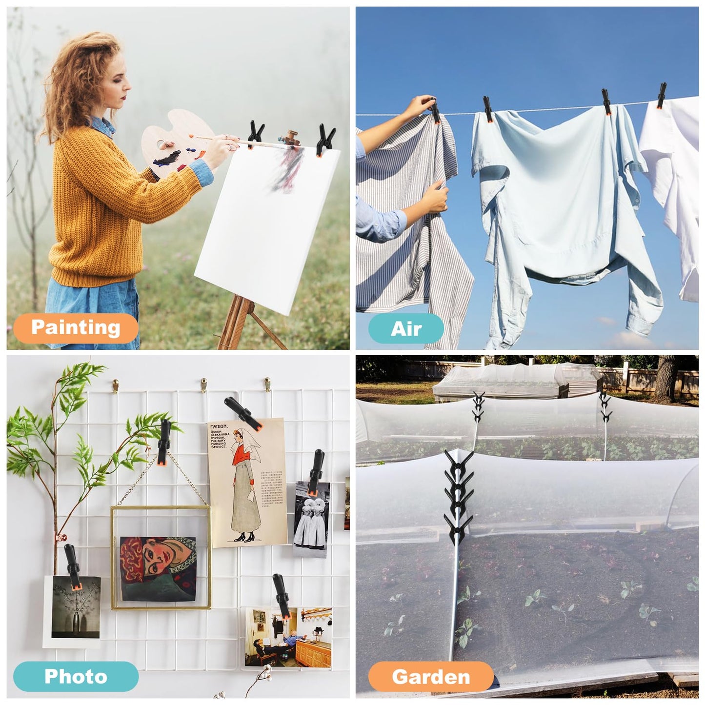 10 Pcs Spring Clamps, PureGuard 4.5 Inch Large Plastic Spring Clips Clamps Heavy Duty Woodworking Clamps for Crafts Balloon Arch Photography Backdrop Stand Pool Cover Clips