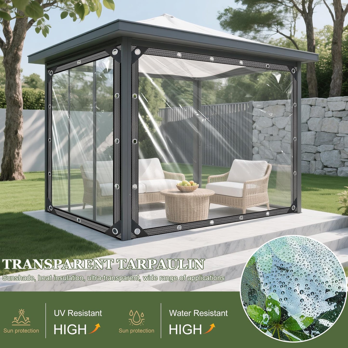 Clear Tarp with Grommets 3x6ft Clear Tarps Heavy Duty Waterproof 14 Mil Thickened PVC Tear-Resistant Reinforced Edges Clear Plastic Vinyl Tarp for Patio Chicken Coop Cover Greenhouse Plant Enclosure