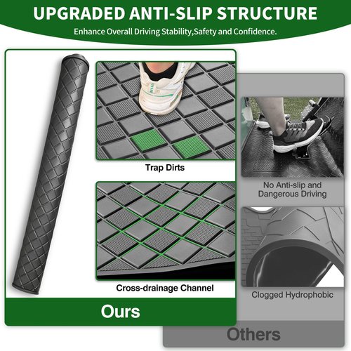 Cartalia Golf Cart Floor Liner Mat 8mm Thick Rubber Full Coverage Fit for Club Car DS 1982-2013 / Villager 1982-2018 Carts Heavy-Duty Non-Slip Front Feet Mats Replacement Easy to Clean - Black Trim