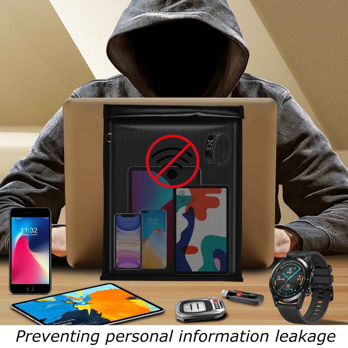 MRRCYUR 4 Pack Faraday Bags for Phones,RFID Key Fob Blocker Pounch Fireproof Waterproof EMP Proof Go Dark Bag for Cell Phone Block Signal