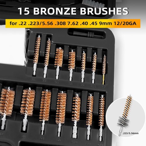 Gun Cleaning Kit - Universal All Caliber Rifle, Pistol & Shotgun Set with Brass Rods & Durable Case