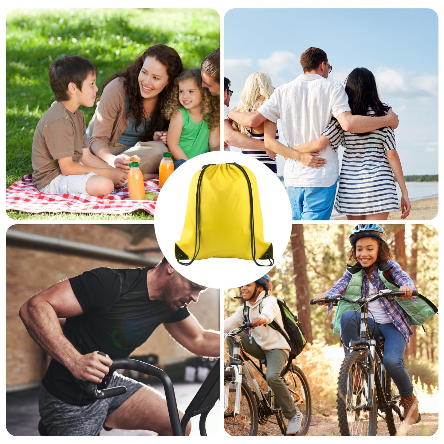 KUUQA 12 Pcs Drawstring Backpack Bags Bulk Yellow Drawstring Bag Foldable Gym Bag Sports Cinch Sack String Backpack Storage Bags for Women Men Shopping Gym Travel Sports