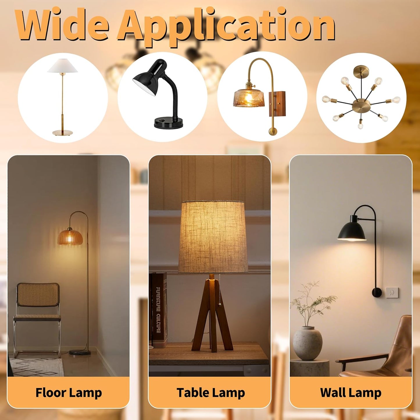 60W Vintage Edison Light Bulbs - A19/A60 Soft Amber Dimmable Bulbs, 12 Pack