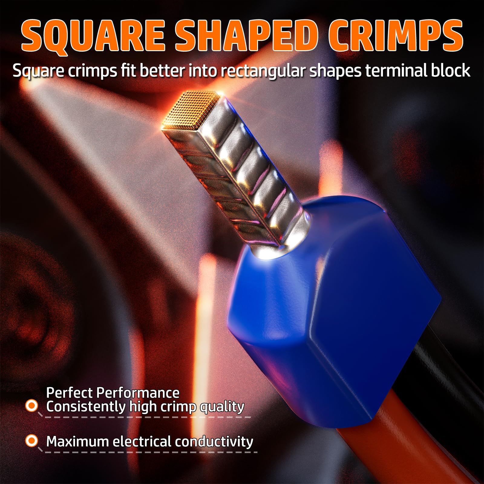 PEBA Ferrule Crimping Tool Kit, Square Pliers AWG28-7 & 21 Sizes Ferrules(AWG24-8) for Electrical Wiring/DIY Terminals | Self-Adjusting Ratchet Crimper - Copper Ferrule Kit