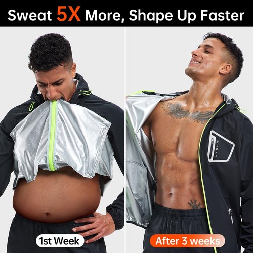 HOTSUIT Sauna Suit Workout Jacket - Men Boxing Anti Rip Sweat Suits Tops