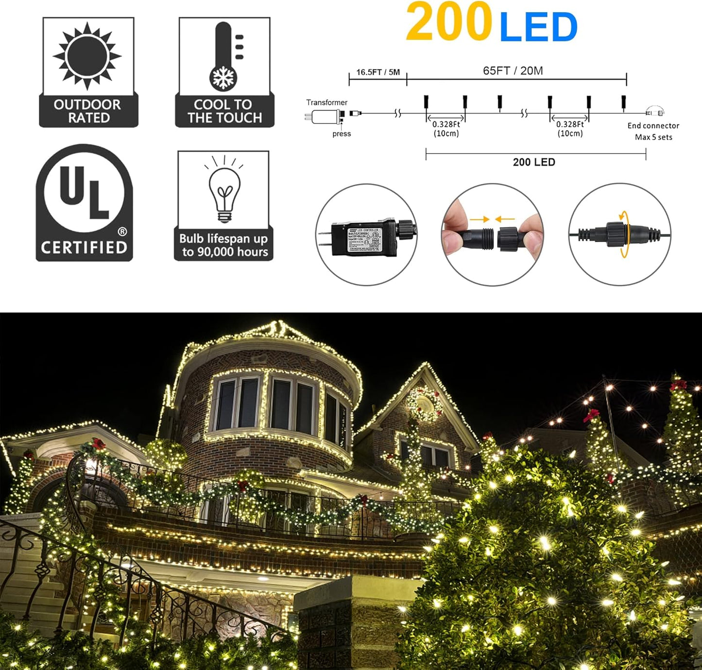 500 LED Christmas String Lights - 164 FT Waterproof RGB Fairy Lights with Remote & Timer for Indoor/Outdoor Holiday Decor