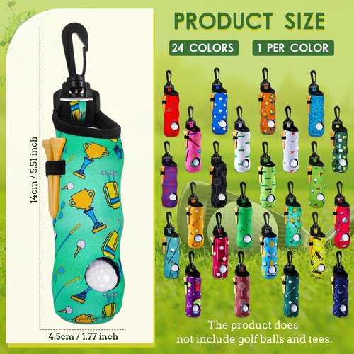 WILLBOND 24 Pcs Golf Ball Carry Bag Tee Holder for Neoprene Pouch Portable with Hook Accessories for Men Women(Stylish)