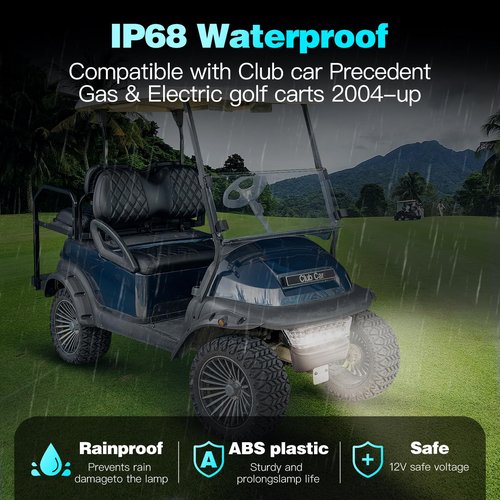Nuojinsi Golf Cart LED Head Light with Bumper Replacement for Club Car Precedent 2004-UP Electric Golf Carts Front Replace Head Light 12V