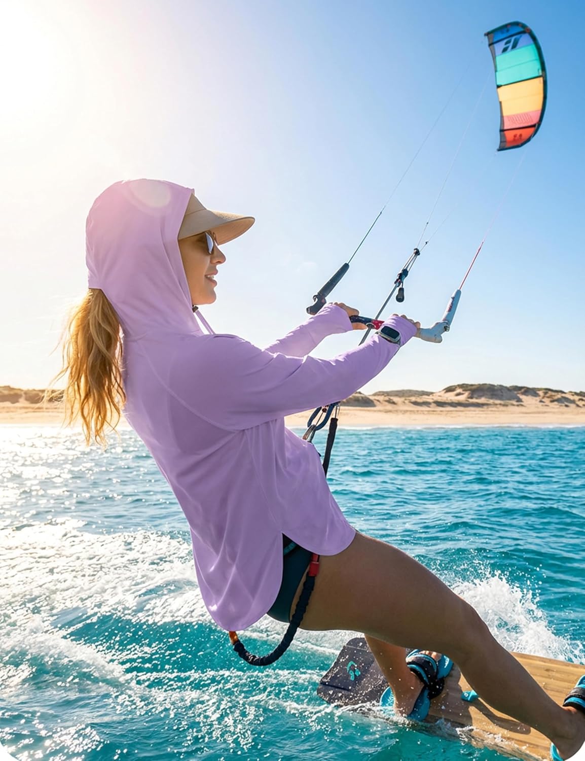 Skiennix Women's UPF 50+ Sun Shirt - Lightweight Long Sleeve Hoodie for UV Protection | Ideal for Hiking & Fishing