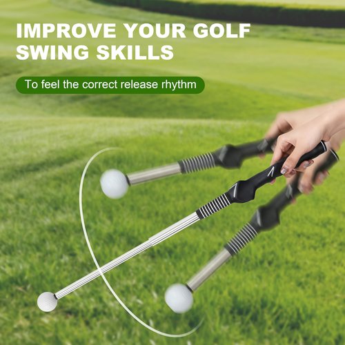 Retractable Golf Swing Trainer with Instant Click Sound Feedback, Pro-Level Golf Training Aid for Indoor Outdoor Practice,Golf Grip Trainer for Golfers to Improve Swing Consistency & Accuracy (Right)