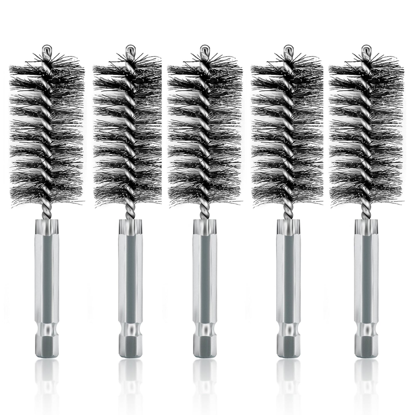 ASNOMY 5Pcs 1" Stainless Steel Bore Brush for Drill,25mm Wire Brush Bore Cleaning Brush Set for Power Drill Cleaning, Abrasive Wire Brush with 1/4" Hex Shank