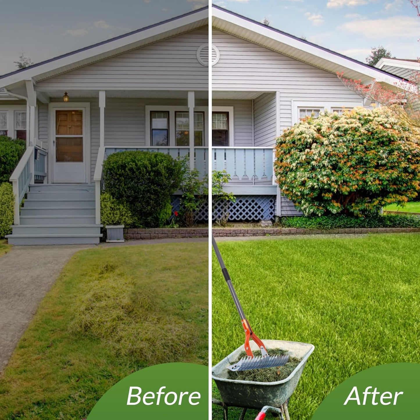 15-Inch Thatch Rake - Durable Steel Dethatcher for Lawn & Garden Care