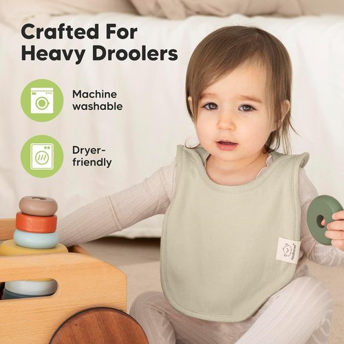 KeaBabies 8-Pack Baby Bibs - Soft & Absorbent Organic Cotton for Drooling & Teething | Long Torso Coverage (Dahlia)