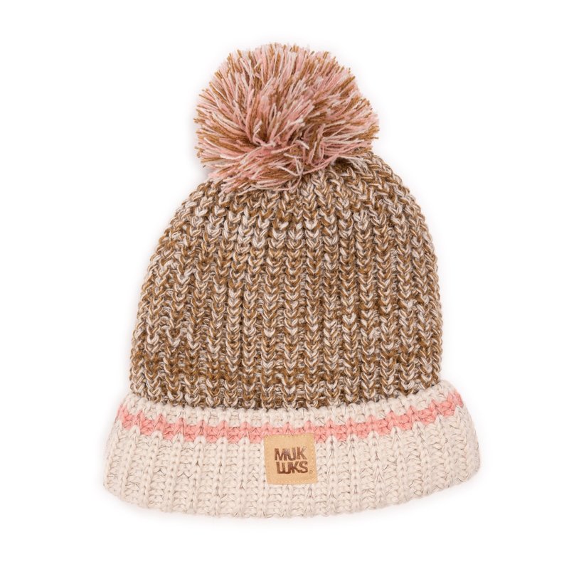 MUK LUKS Women's Marled Chunky Stitch Hat, Oatmeal, OS