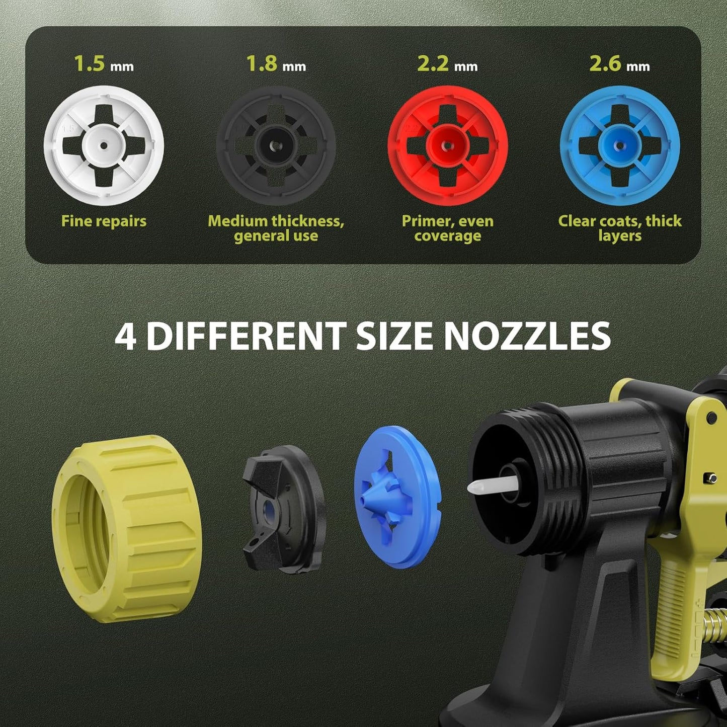 Brushless Cordless Paint Sprayer for Dewalt 20V Battery - 1200ml, 1000ml/min Flow, High Viscosity for Furniture & Cabinets