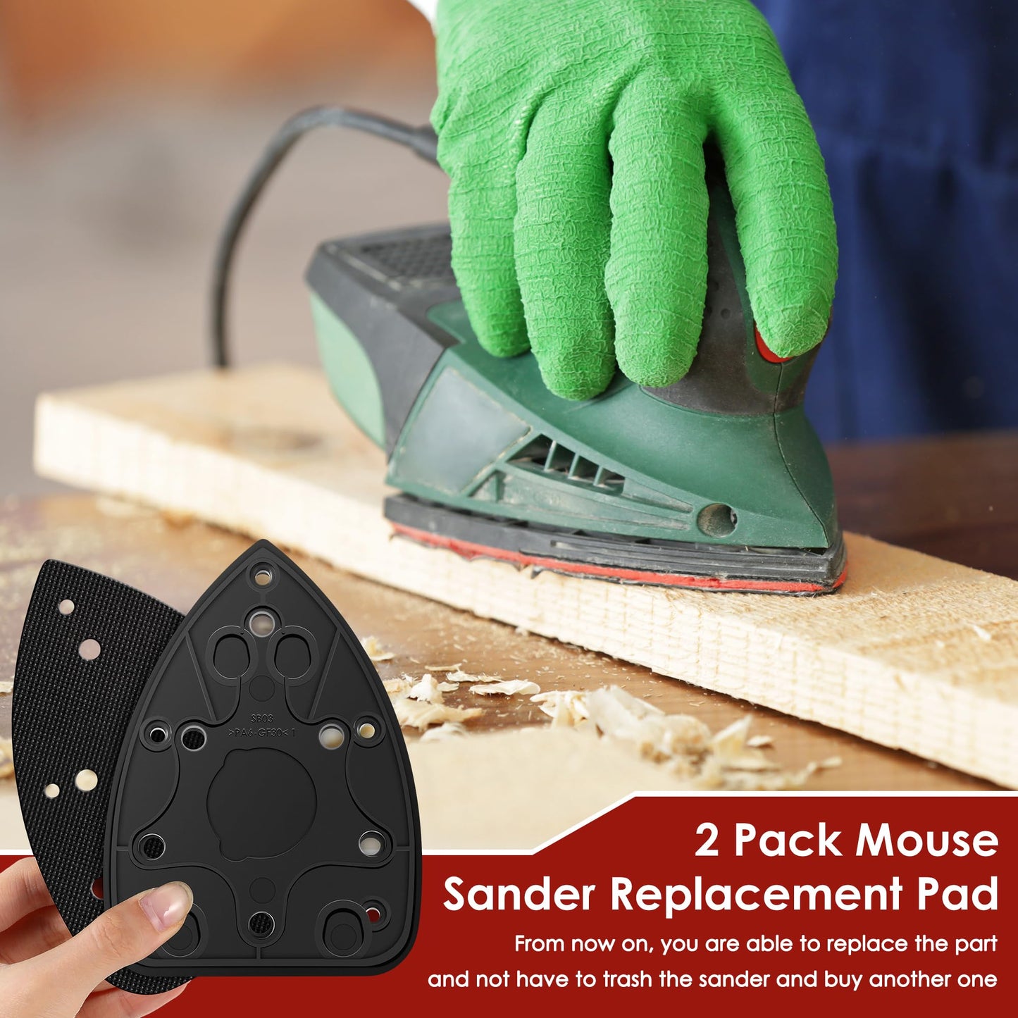 Ceoighe 2 Pack Mouse Sander Replacement Pads Compatible with Ryobi 039065005001 Backing Platen Detail Sander Parts Compatible with CFS1503K CFS1503 CFS1502 CFS1503G