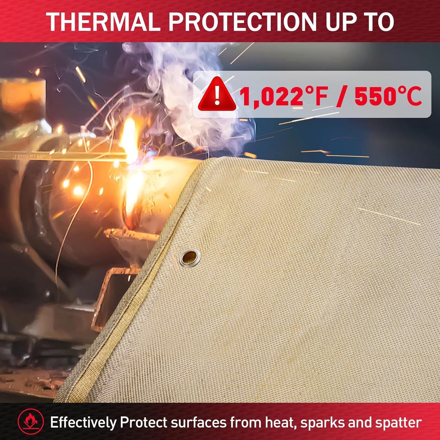 Heavy Duty Welding Blanket 4x6 ft - 1022°F Fire Resistant Fiberglass Insulation (2 Pack)